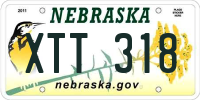 NE license plate XTT318
