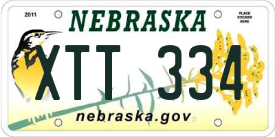 NE license plate XTT334