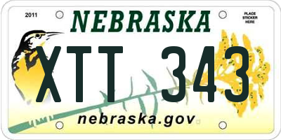NE license plate XTT343