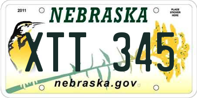 NE license plate XTT345