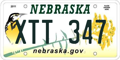 NE license plate XTT347