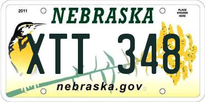 NE license plate XTT348