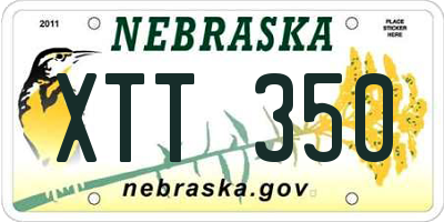 NE license plate XTT350