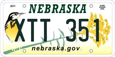 NE license plate XTT351