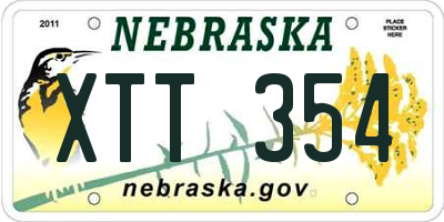 NE license plate XTT354