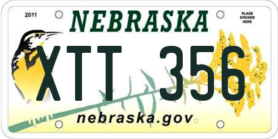 NE license plate XTT356