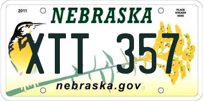 NE license plate XTT357