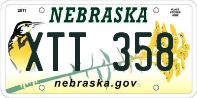 NE license plate XTT358