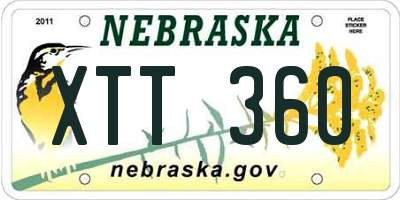 NE license plate XTT360