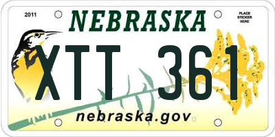 NE license plate XTT361