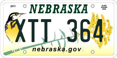 NE license plate XTT364