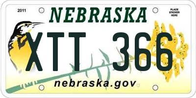 NE license plate XTT366