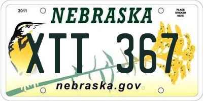 NE license plate XTT367
