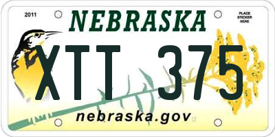 NE license plate XTT375