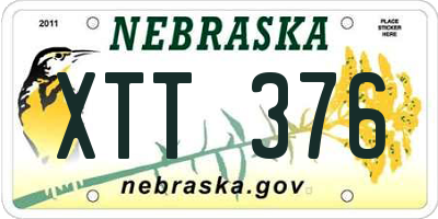 NE license plate XTT376