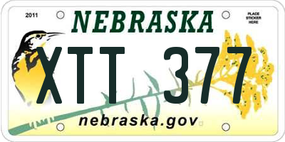 NE license plate XTT377