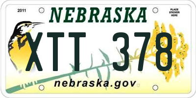 NE license plate XTT378