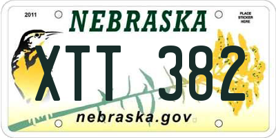 NE license plate XTT382