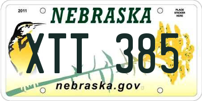 NE license plate XTT385