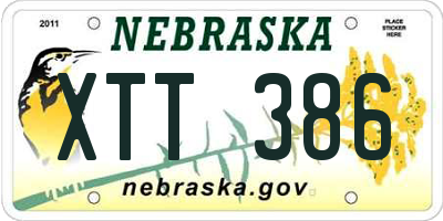 NE license plate XTT386