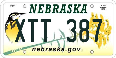 NE license plate XTT387
