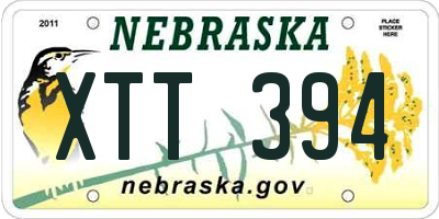 NE license plate XTT394