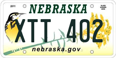 NE license plate XTT402