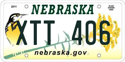 NE license plate XTT406