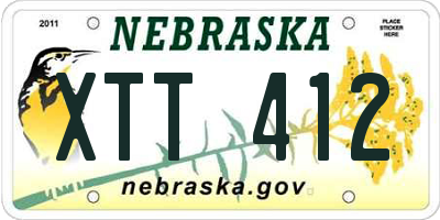 NE license plate XTT412
