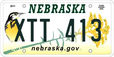 NE license plate XTT413