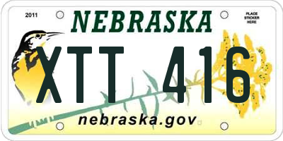 NE license plate XTT416