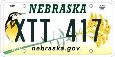 NE license plate XTT417