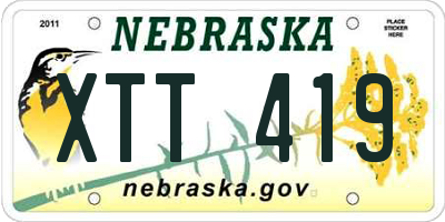 NE license plate XTT419