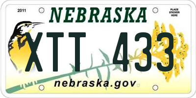 NE license plate XTT433