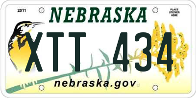 NE license plate XTT434