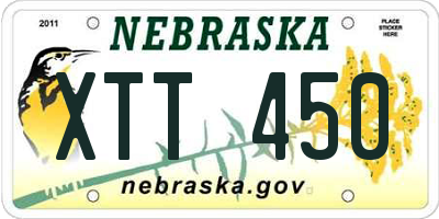NE license plate XTT450