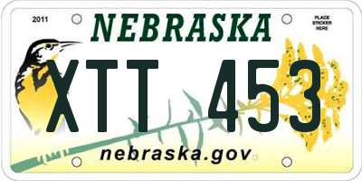 NE license plate XTT453
