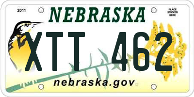 NE license plate XTT462