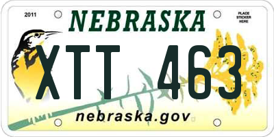 NE license plate XTT463