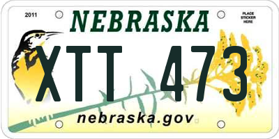 NE license plate XTT473