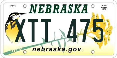NE license plate XTT475