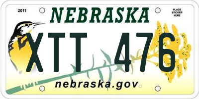NE license plate XTT476