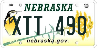 NE license plate XTT490