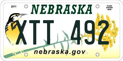 NE license plate XTT492