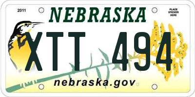 NE license plate XTT494