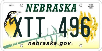 NE license plate XTT496