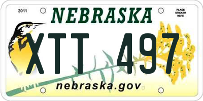NE license plate XTT497