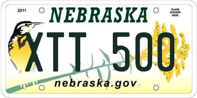 NE license plate XTT500