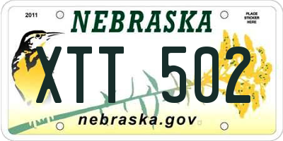 NE license plate XTT502