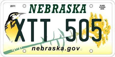 NE license plate XTT505